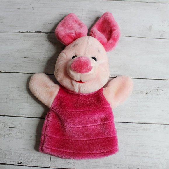 Mattel Vintage Piglet Toy Hand Puppet Plush Stuffed Animal Winnie the Pooh - Picture 1 of 3